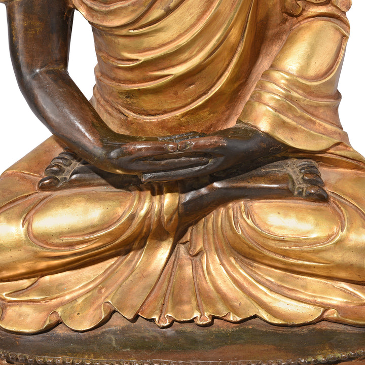 Hands Detail From Gilded Statue Of Buddha - Dhyana Mudra Pose | Indigo Antiques