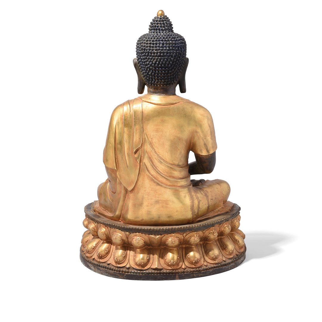 Back Of Gilded Statue Of Buddha - Dhyana Mudra Pose | Indigo Antiques