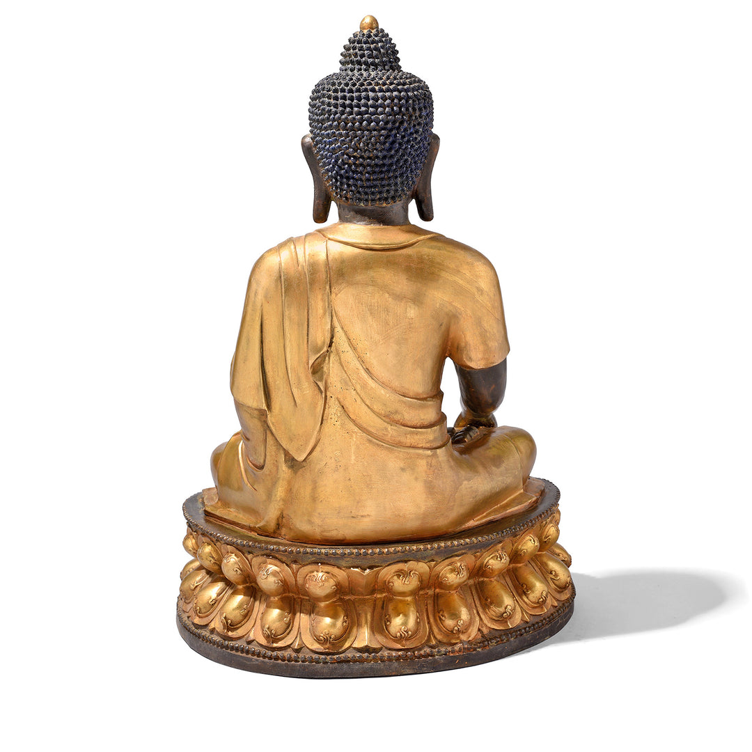 Back Of Gilt Brass Sitting Buddha - Bhumisparsha Mudra | Indigo Antiques
