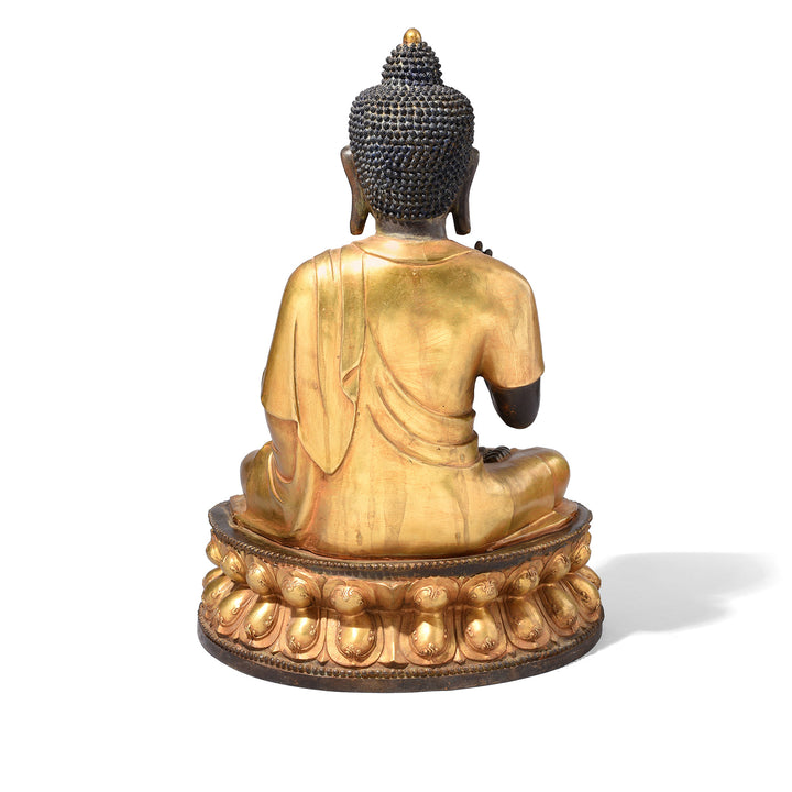 Back Of Gilt Brass Sitting Buddha - Vitarka Mudra | Indigo Antiques