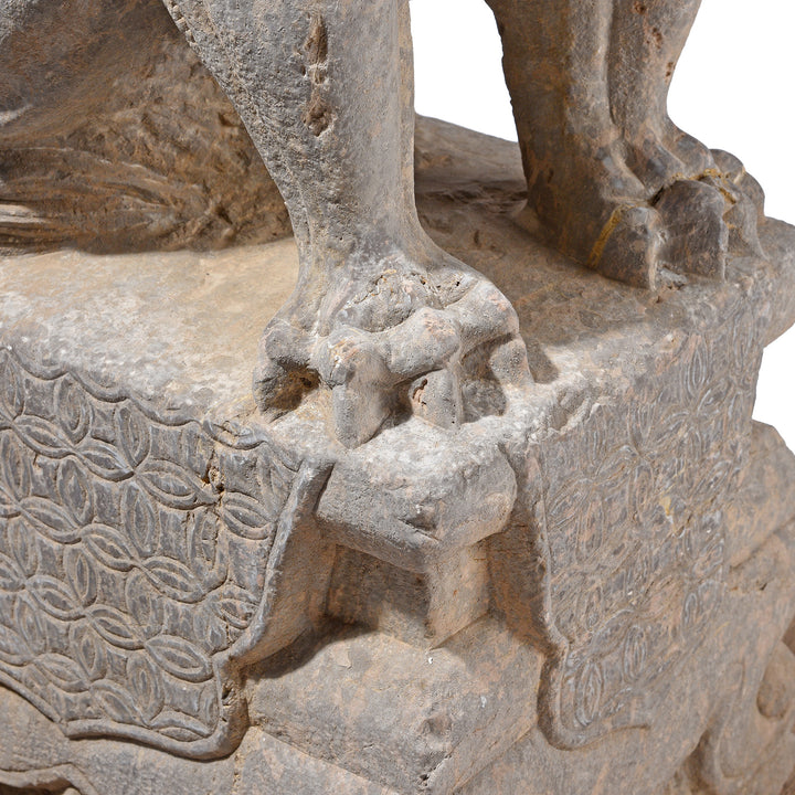 Paws Detail From Pair Of Chinese Carved Stone Foo Dogs | Indigo Antiques