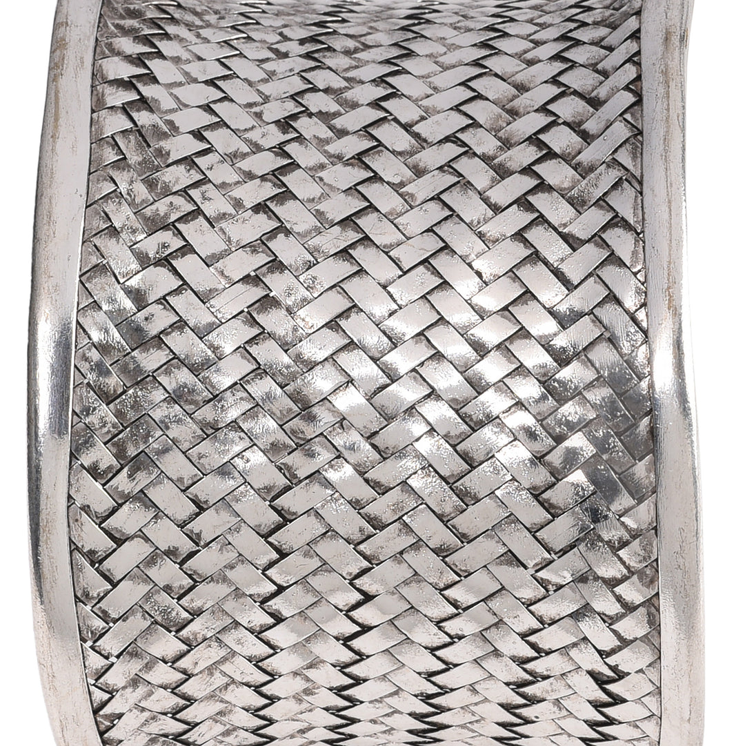 Detail From Miao White Metal Cuff - Woven | Indigo Antiques