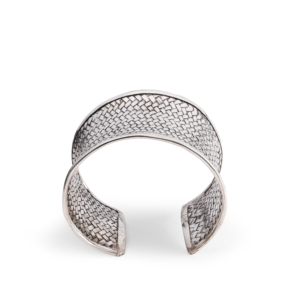 Miao White Metal Cuff - Woven