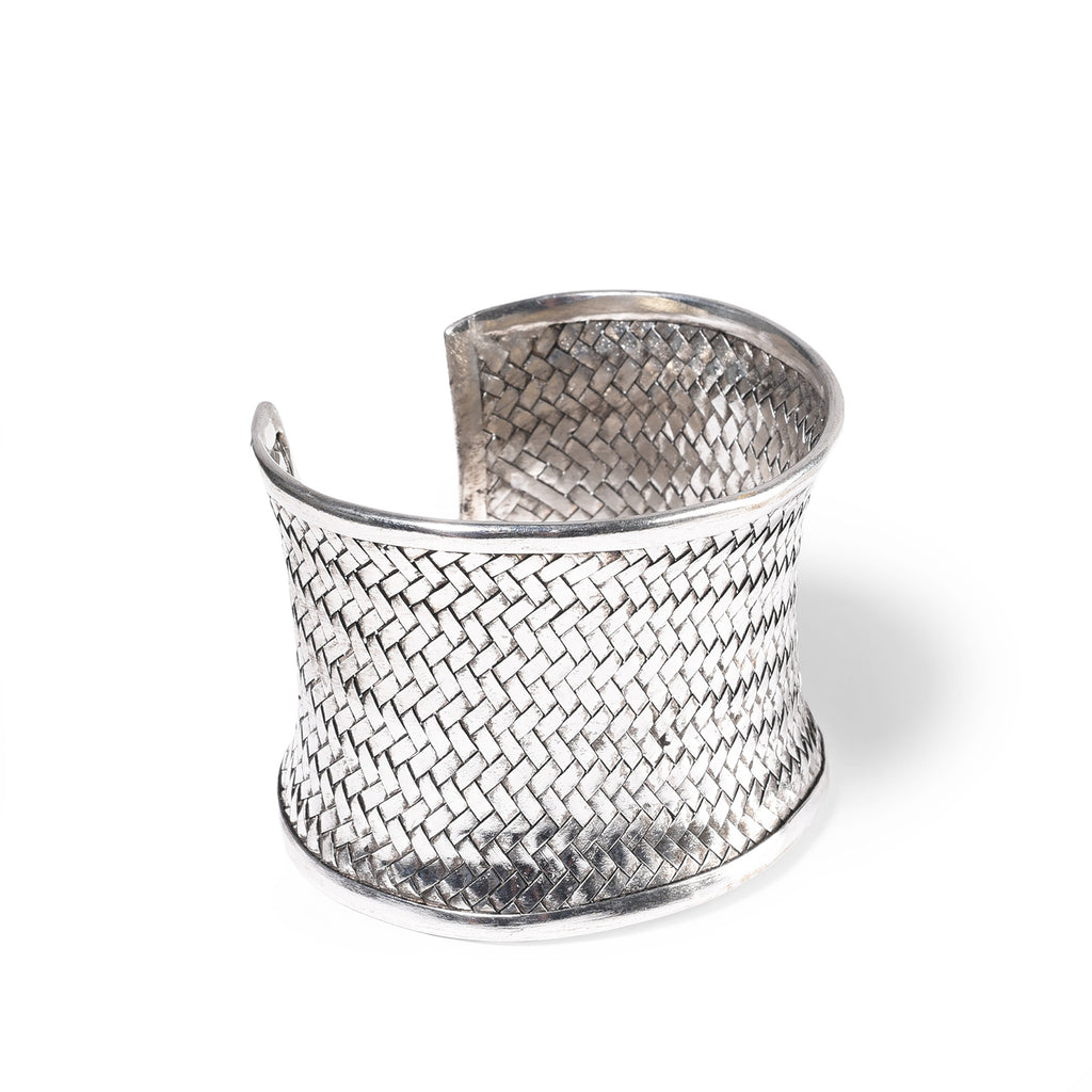 Miao White Metal Cuff - Woven