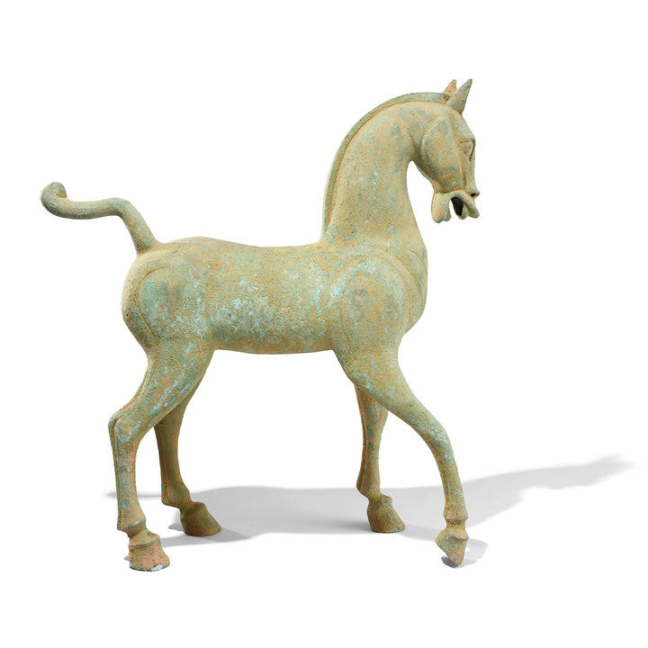 Side View Of Bronze Horse - Tang Dynasty Style Reproduction | Indigo Antiques