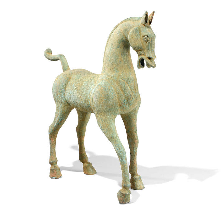 Angled View Of Bronze Horse - Tang Dynasty Style Reproduction | Indigo Antiques