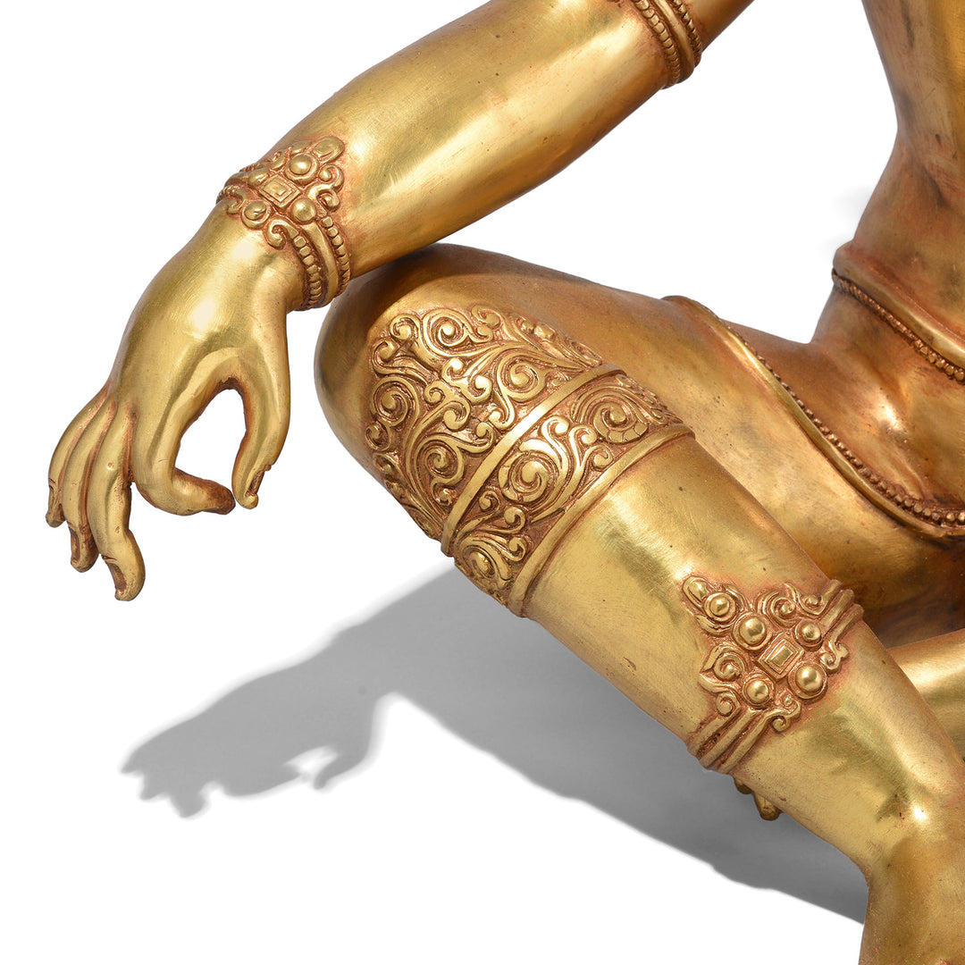 Hand Detail From Gilt Bronze Statue of the Bodhisattva Avalokiteshvara | Indigo Antiques