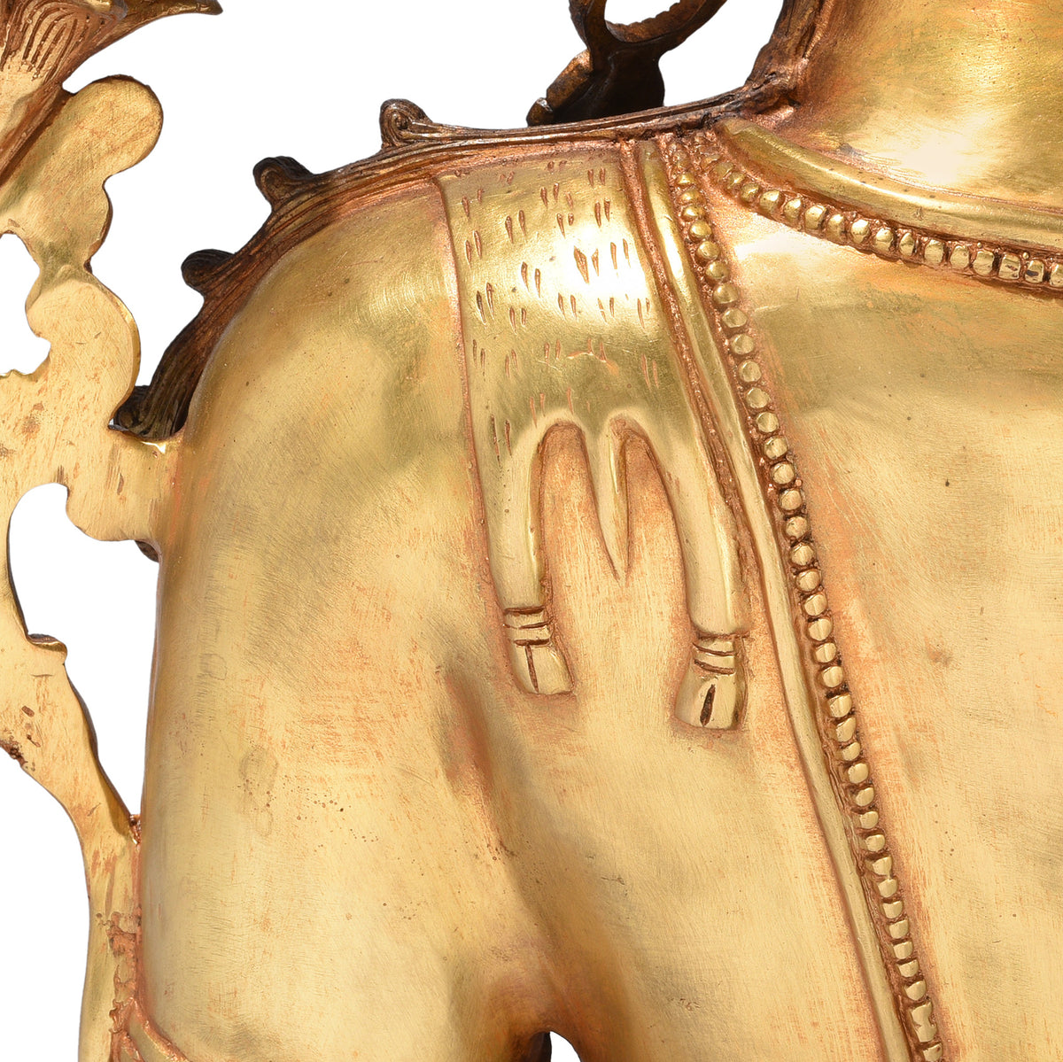 Back Of Shoulder Detail From Gilt Bronze Statue of the Bodhisattva Avalokiteshvara | Indigo Antiques