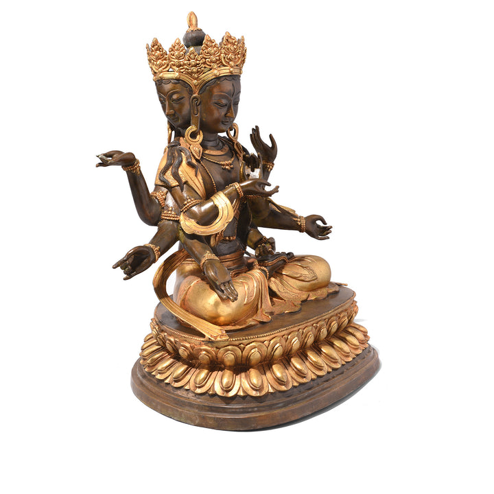 Angled View Of Gilded Statue of Usnisavijaya -  Buddha of Longevity | Indigo Antiques