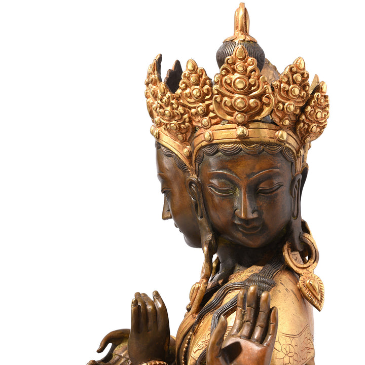 Profile View Of Gilded Statue of Usnisavijaya -  Buddha of Longevity | Indigo Antiques