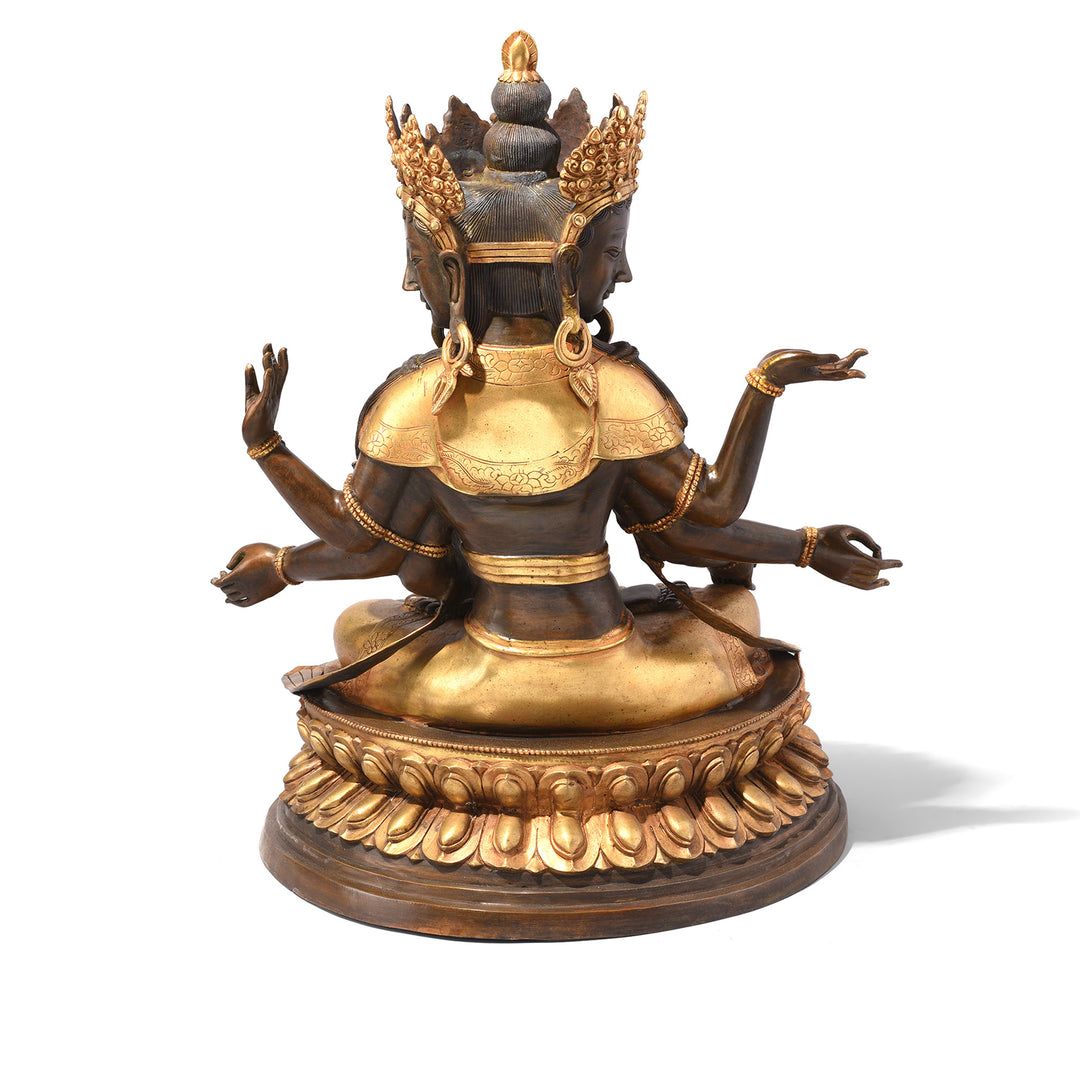Back Of Gilded Statue of Usnisavijaya -  Buddha of Longevity | Indigo Antiques