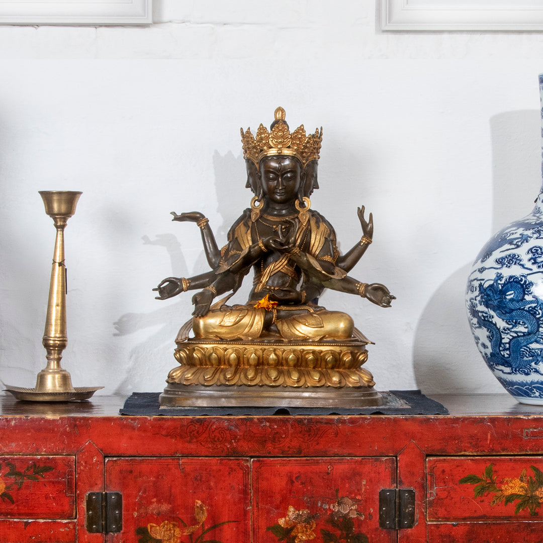 Gilded Statue of Usnisavijaya -  Buddha of Longevity | Indigo Antiques