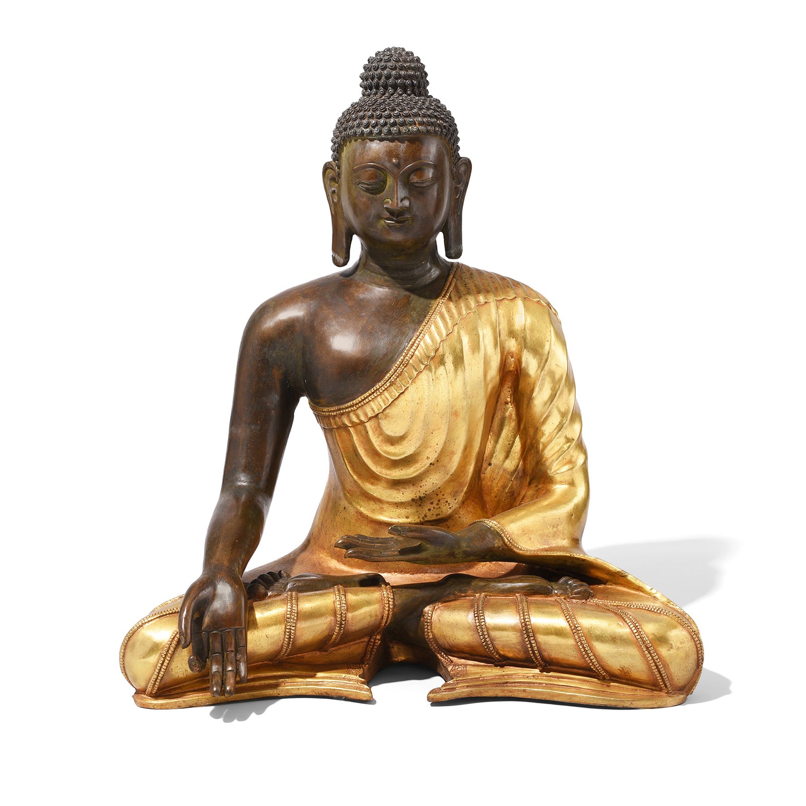 Gilt Bronze Sitting Buddha Statue - Varada Mudra | Indigo Antiques