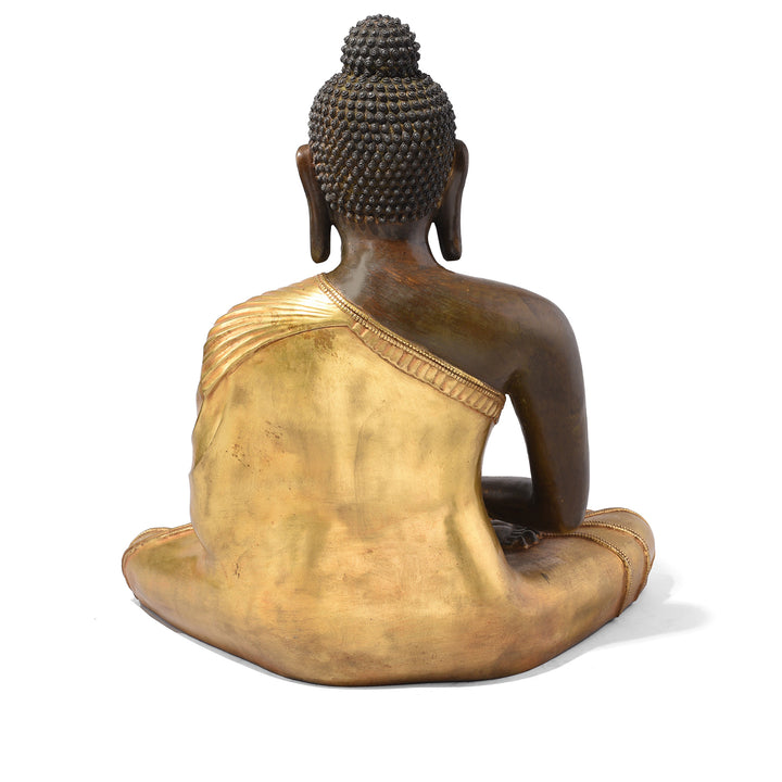 Back Of Gilded Statue Of Buddha - Dhyana Mudra Pose | Indigo Antiques