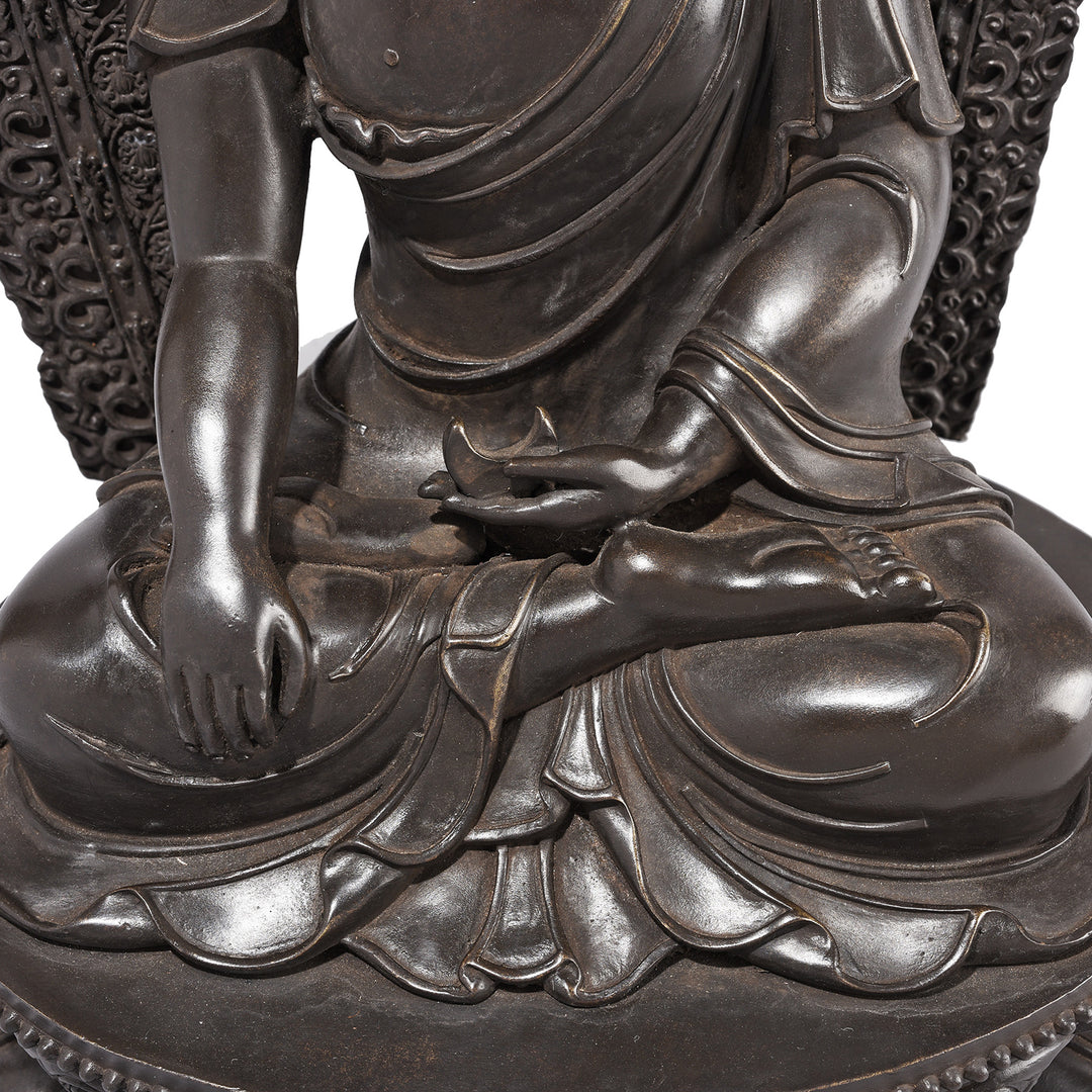 Hands Detail From Bronze Sitting Buddha Statue - Bhumisparsha Mudra | Indigo Antiques