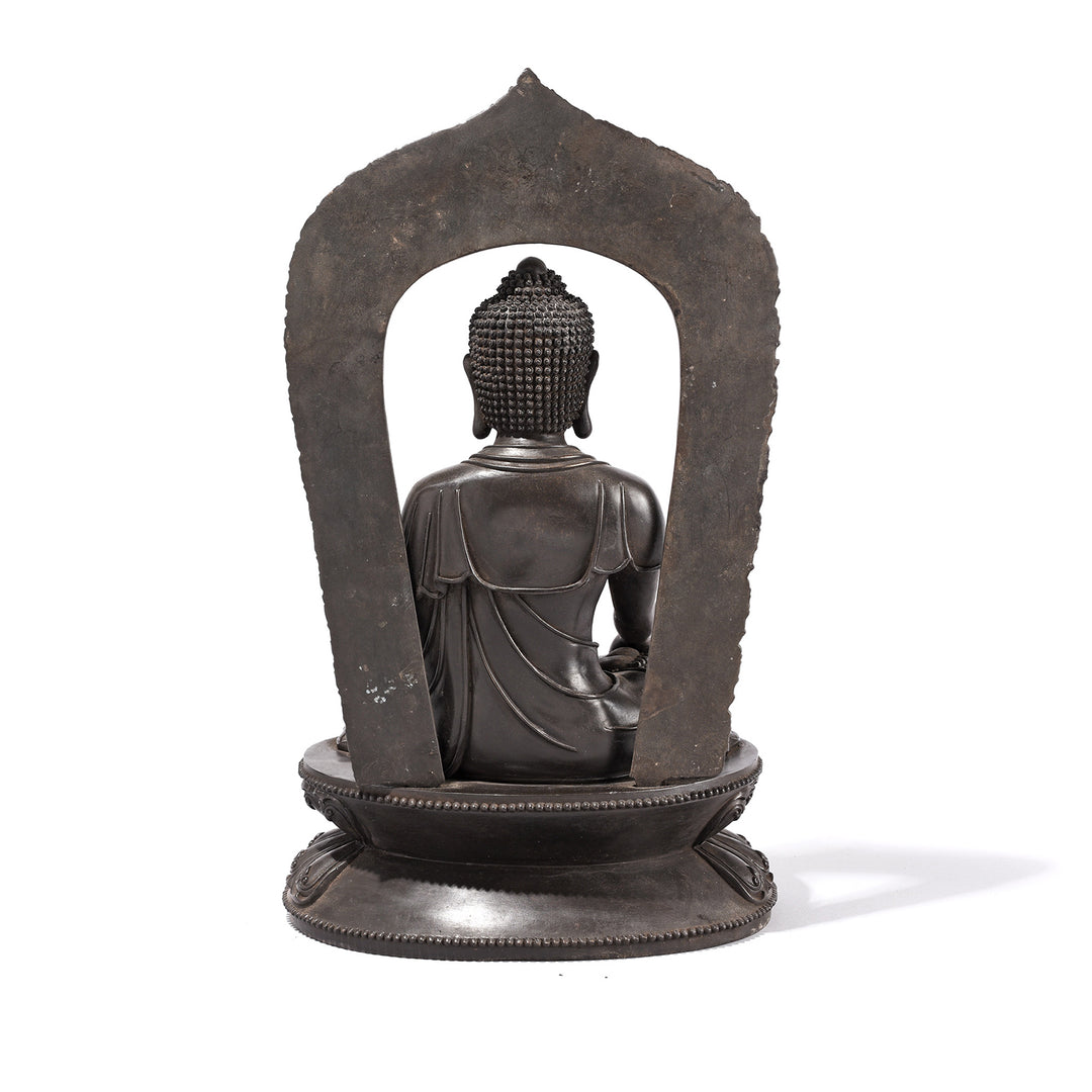Back Of Bronze Sitting Buddha Statue - Bhumisparsha Mudra | Indigo Antiques