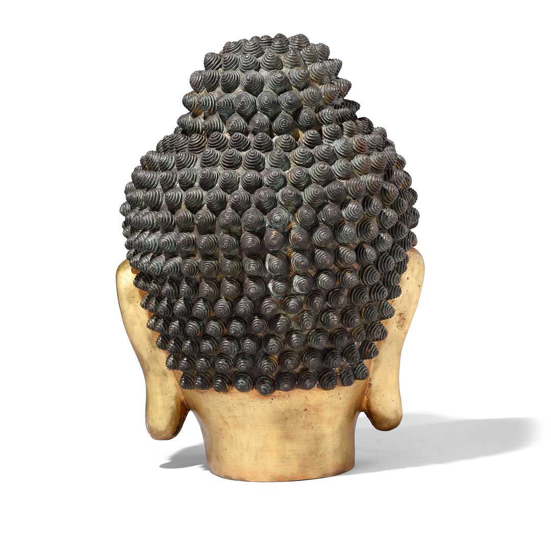 Back Of Gilded Brass Head of Lord Buddha | Indigo Antiques