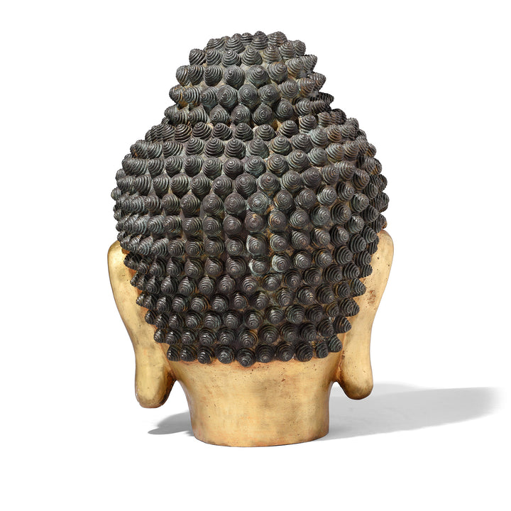 Back Of Gilded Brass Head of Lord Buddha | Indigo Antiques