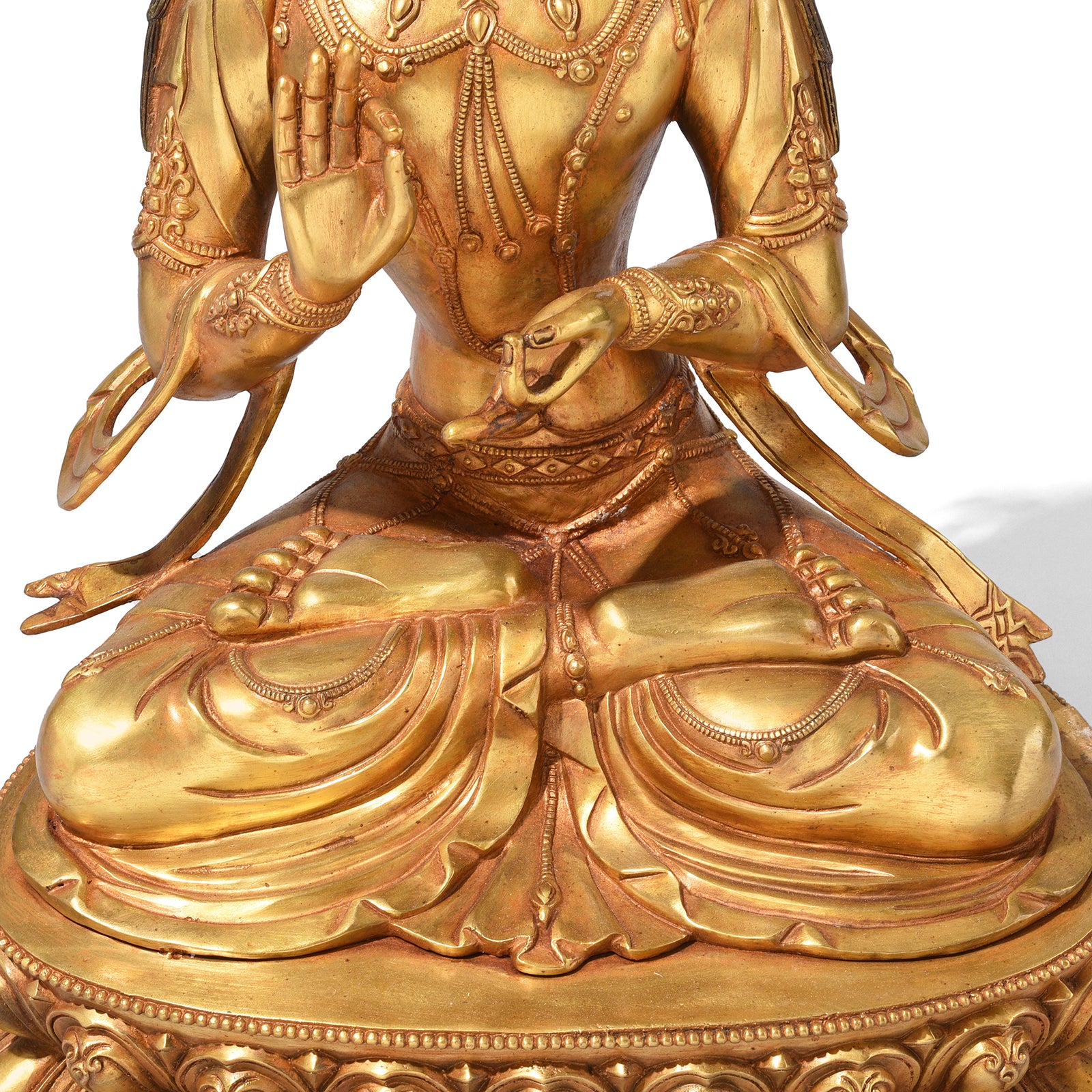 Hands And Feet Detail From Gilt Brass Statue Of Amitāyus | Indigo Antiques
