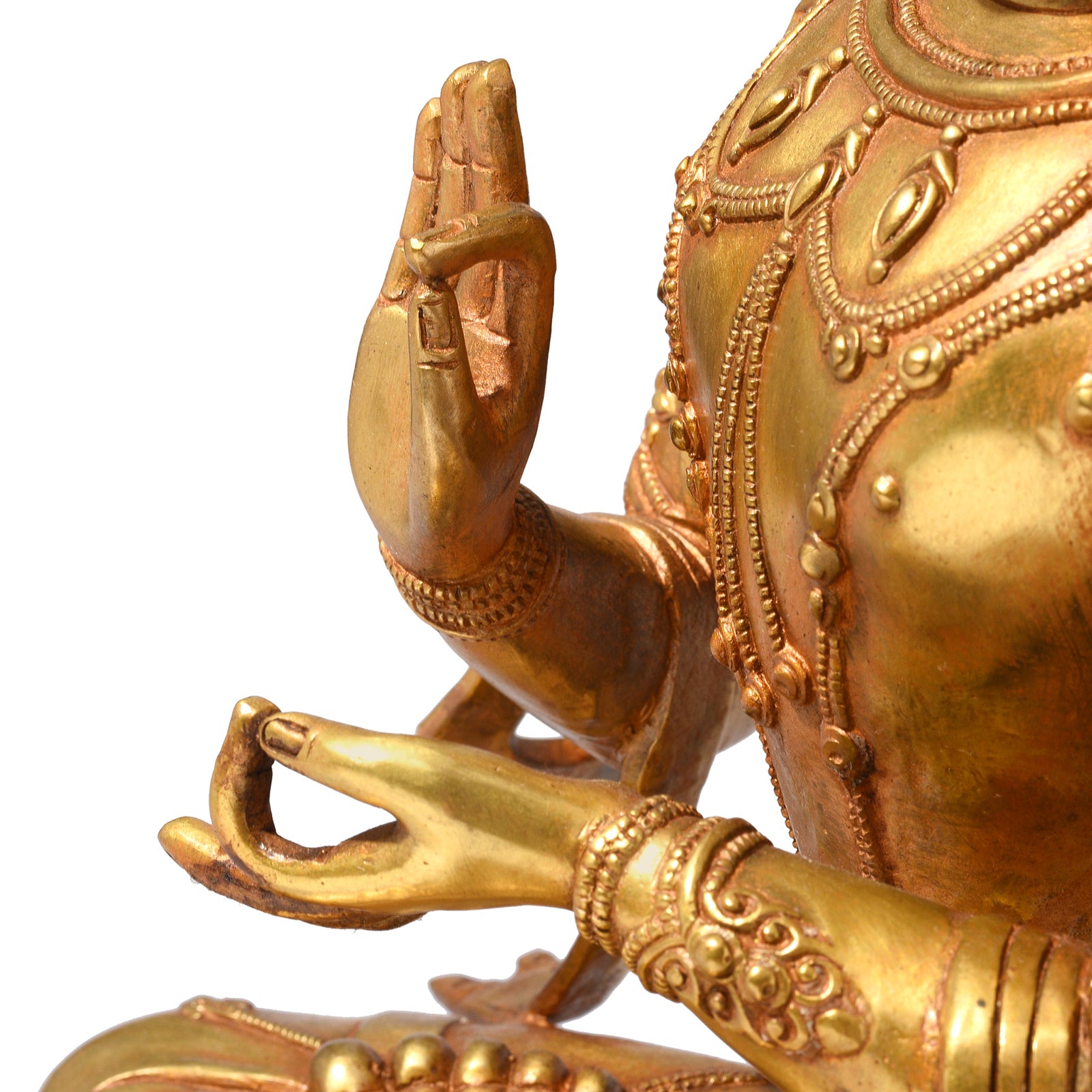 Hands Detail From Gilt Brass Statue Of Amitāyus | Indigo Antiques