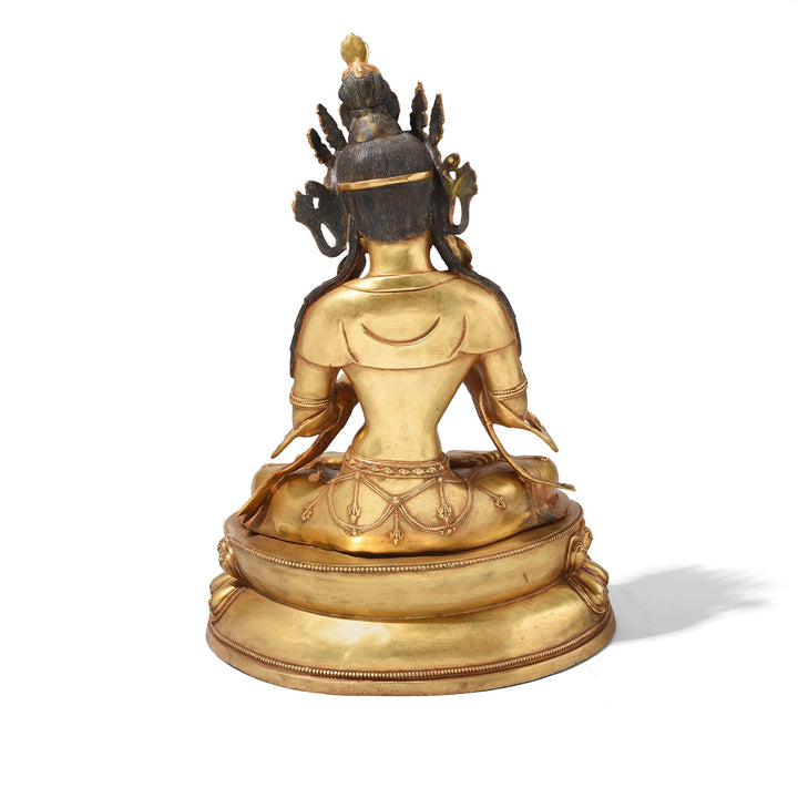 Back Of Gilt Brass Statue Of Amitāyus | Indigo Antiques