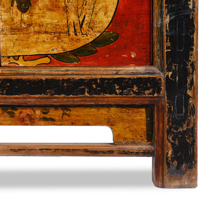 Leg Detail From Antique Painted Mongolian Grain Store Sideboard | Indigo Antiques