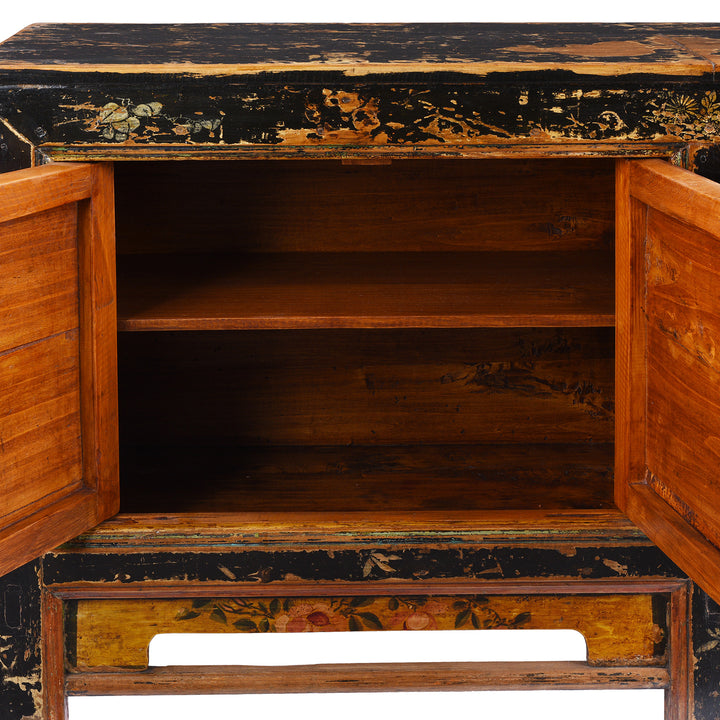 Interior Detail From Antique Painted Mongolian Grain Store Sideboard | Indigo Antiques