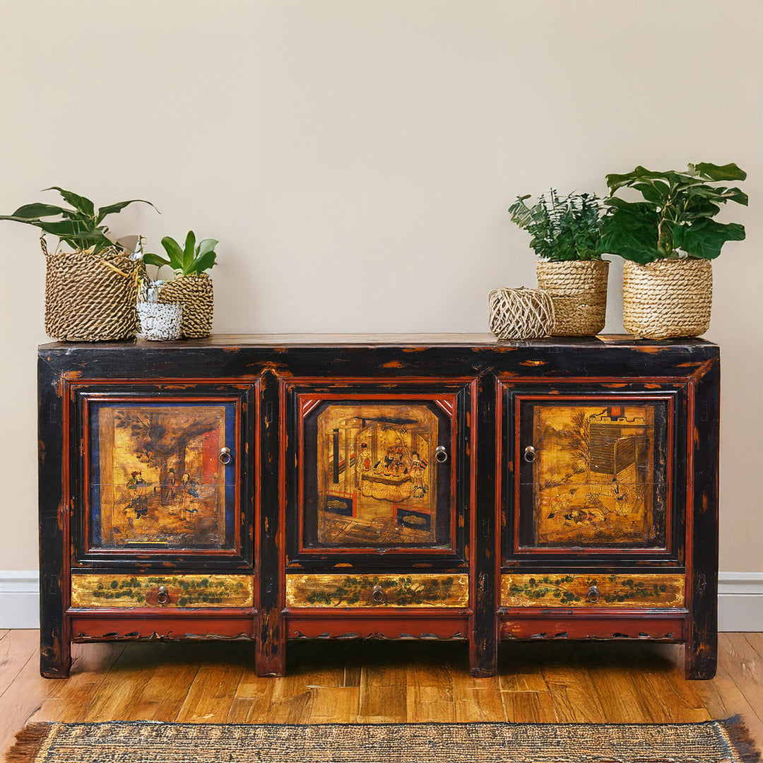 AntiquePainted Sideboard From Mongolia | Indigo Antiques