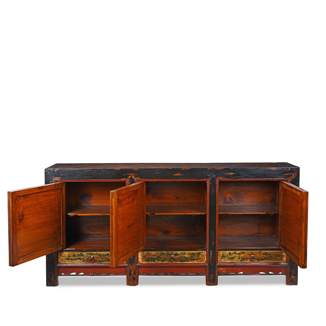 Interior Of AntiquePainted Sideboard From Mongolia | Indigo Antiques
