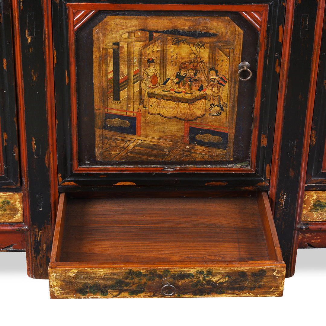 Drawer Detail From AntiquePainted Sideboard From Mongolia | Indigo Antiques