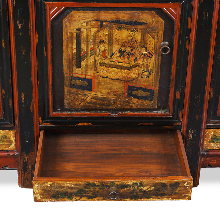 Drawer Detail From AntiquePainted Sideboard From Mongolia | Indigo Antiques