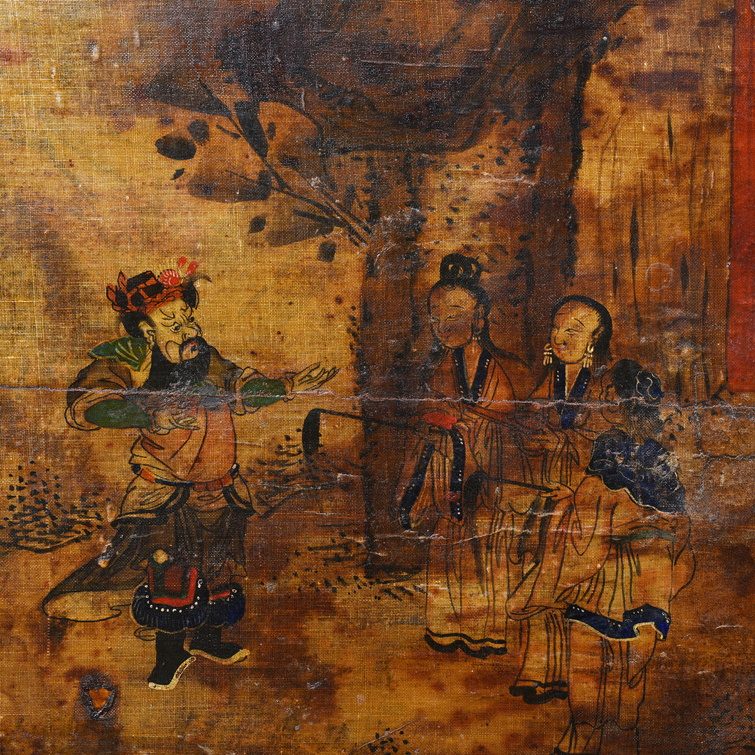 Detail From Door Dispalying Artwork On AntiquePainted Sideboard From Mongolia | Indigo Antiques