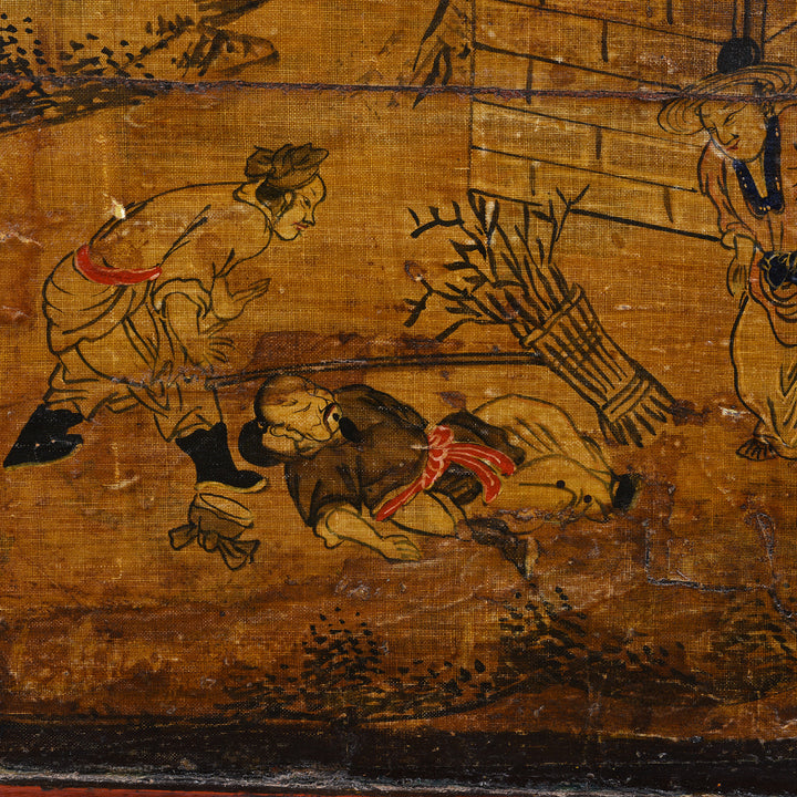 Detail From Door Dispalying Artwork On AntiquePainted Sideboard From Mongolia | Indigo Antiques