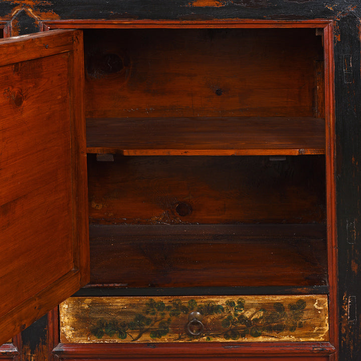 Detail From Interior Of AntiquePainted Sideboard From Mongolia | Indigo Antiques