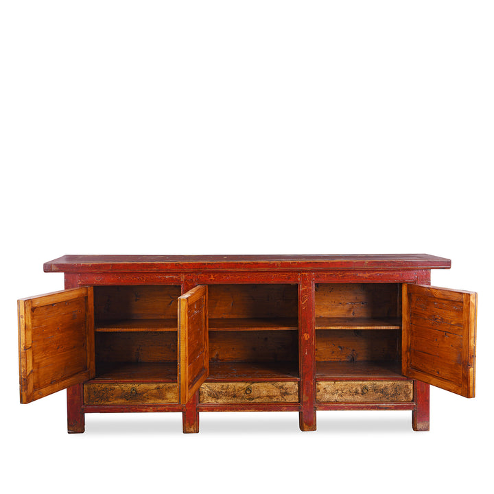 Interior Of Antique Painted Chinese Sideboard From Qinghai | Indigo Antiques