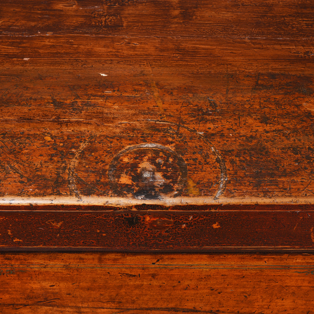 Surface Detail From Antique 3 Door Painted Sideboard From Mongolia | Indigo Antiques