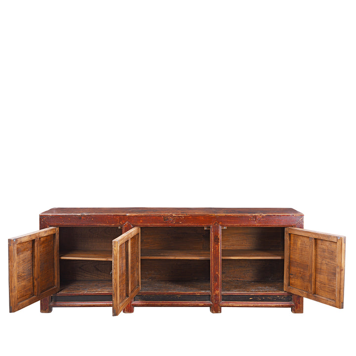 Interior Of Antique 3 Door Painted Sideboard From Mongolia | Indigo Antiques