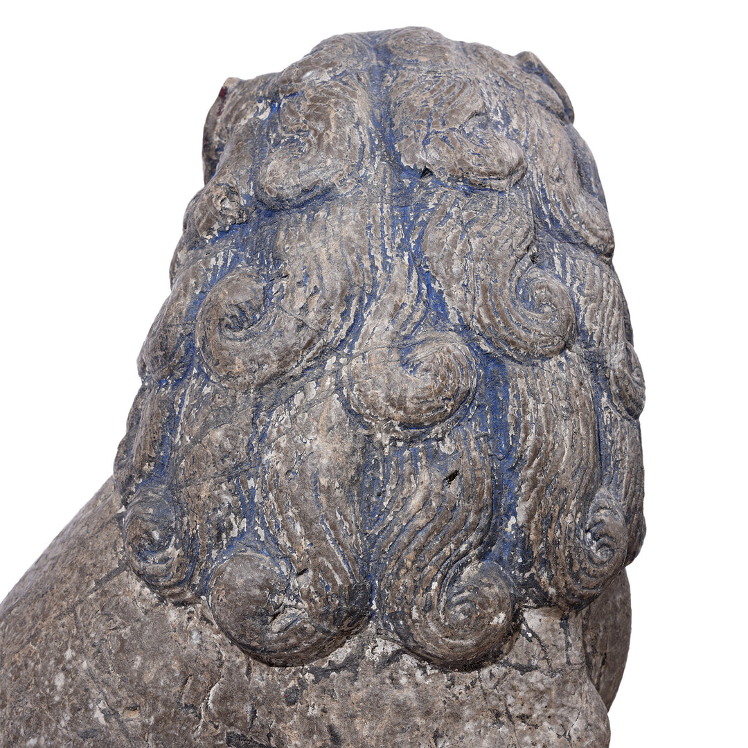Hair Detail From Pair Of Stone Foo Dogs | Indigo Antiques