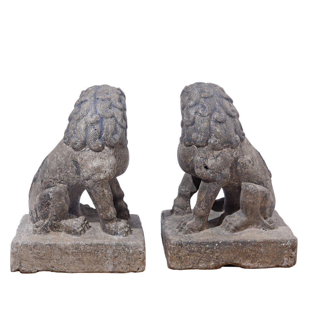 Back Of Pair Of Stone Foo Dogs | Indigo Antiques