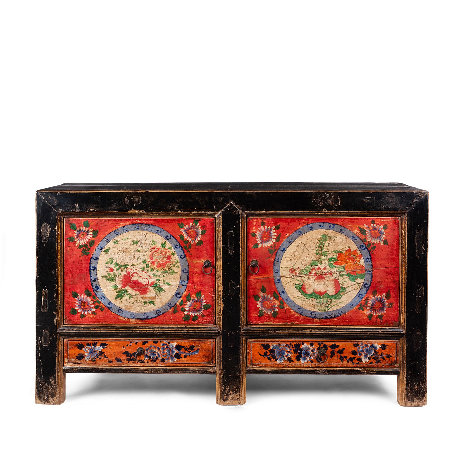 Antique Painted Sideboard From Mongolia - 19th Century