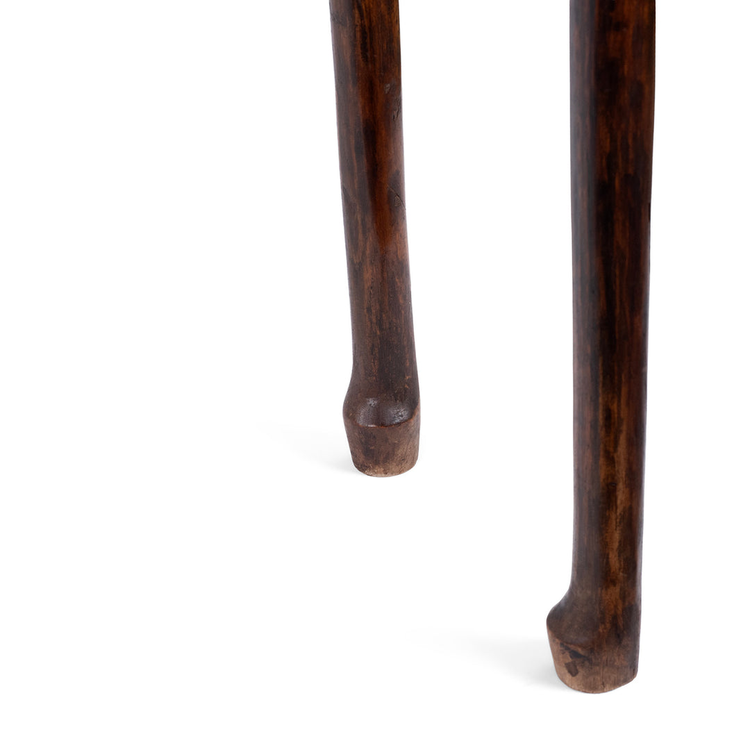 Leg Detail From 19th Century Chinese Poplar Altar Table From Hebei With Worn Burgundy Lacquer