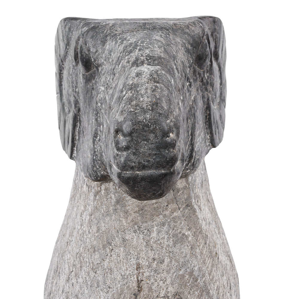 Face Detail From Hand Carved Granite Ram From Hebei Province | Indigo Antiques