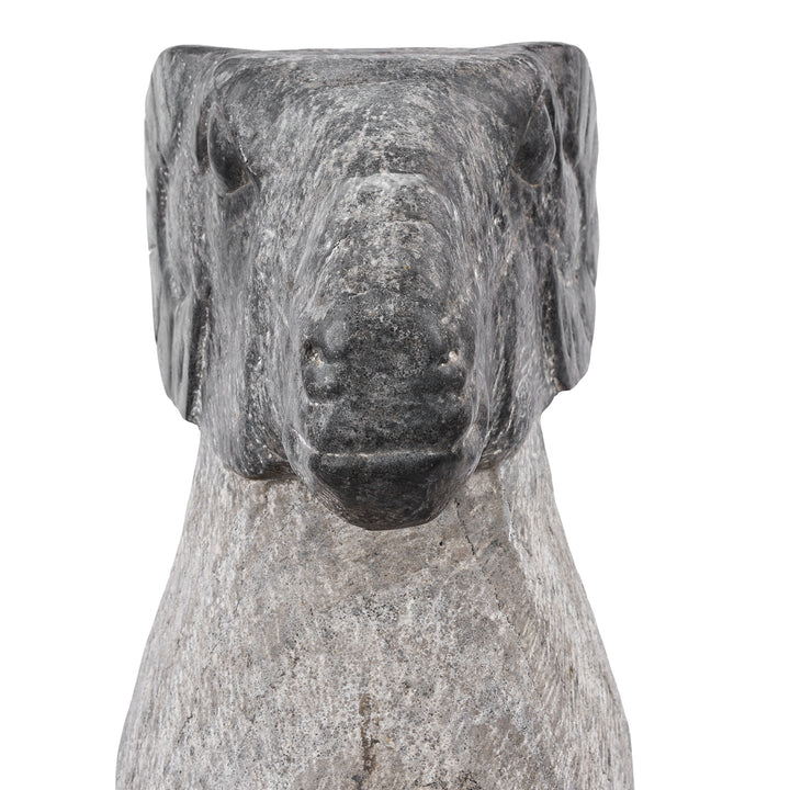 Face Detail From Hand Carved Granite Ram From Hebei Province | Indigo Antiques