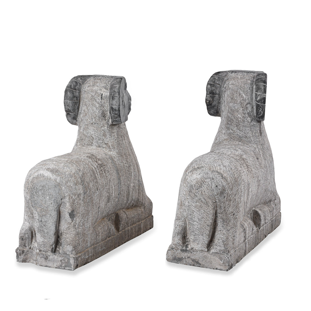 Rear Of Hand Carved Granite Ram From Hebei Province | Indigo Antiques