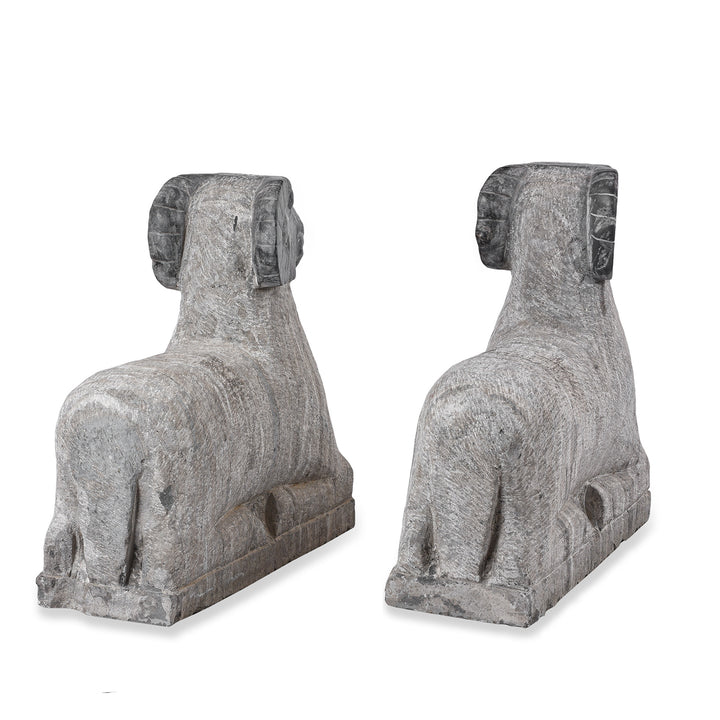 Rear Of Hand Carved Granite Ram From Hebei Province | Indigo Antiques