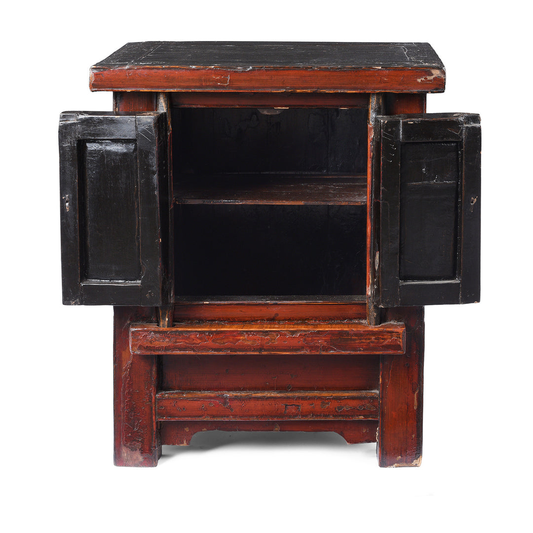 Interior Of Antique Red Lacquer Bedside Cabinet From Shanxi | Indigo Antiques