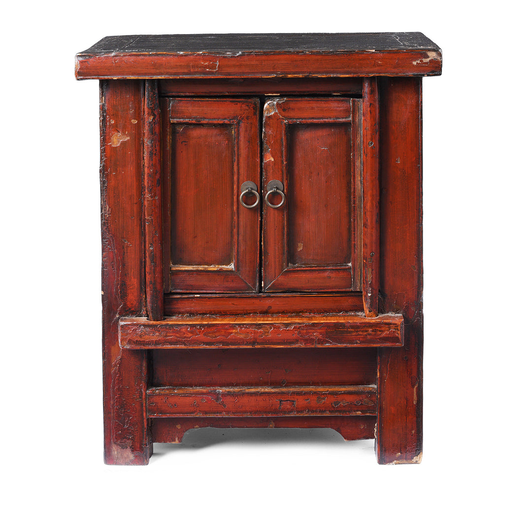 Antique Red Lacquer Bedside Cabinet From Shanxi | Indigo Antiques