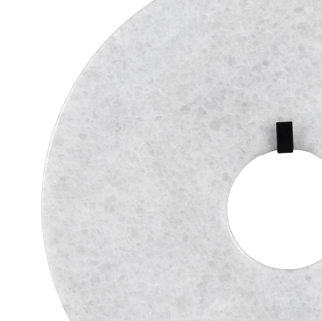 Small White Polished Marble Bi on Iron Stand | Indigo Antiques