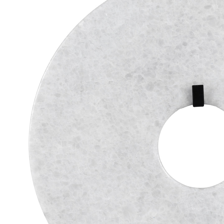 Small White Polished Marble Bi on Iron Stand | Indigo Antiques