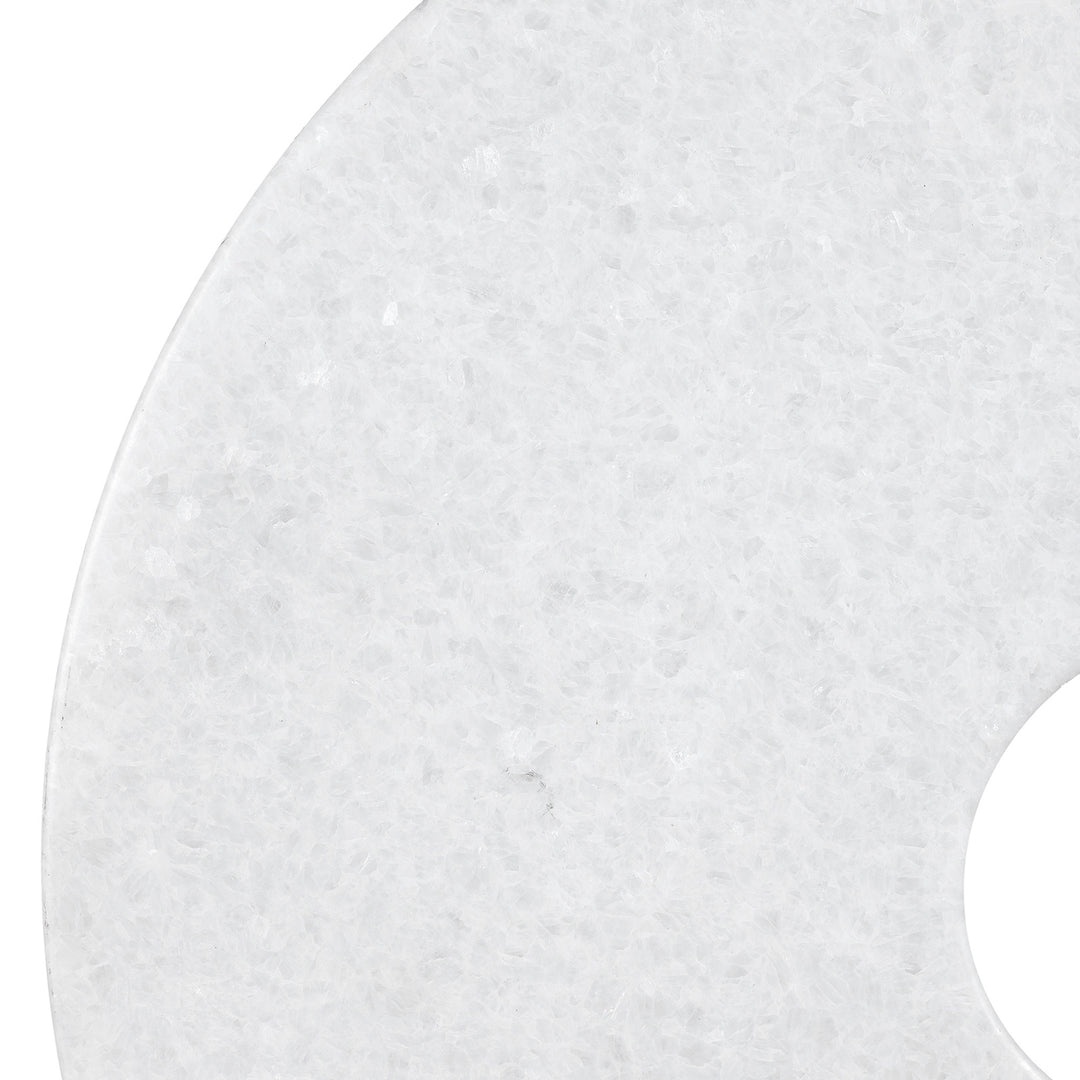 Large White Polished Marble Bi on Iron Stand | Indigo Antiques